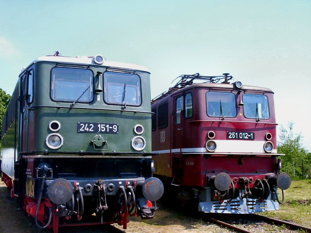 242 und 251 der Deutschen reichsbahn um 2004 im Bw Weimar