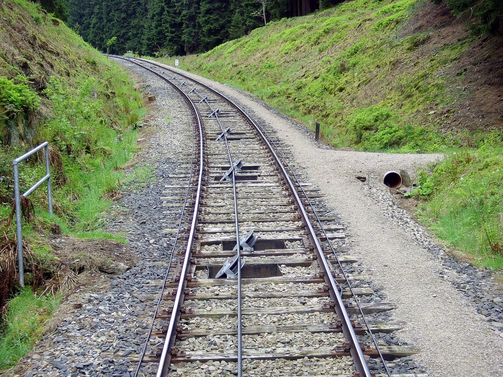 Bergbahngleis Richtung Bergstation. 2010