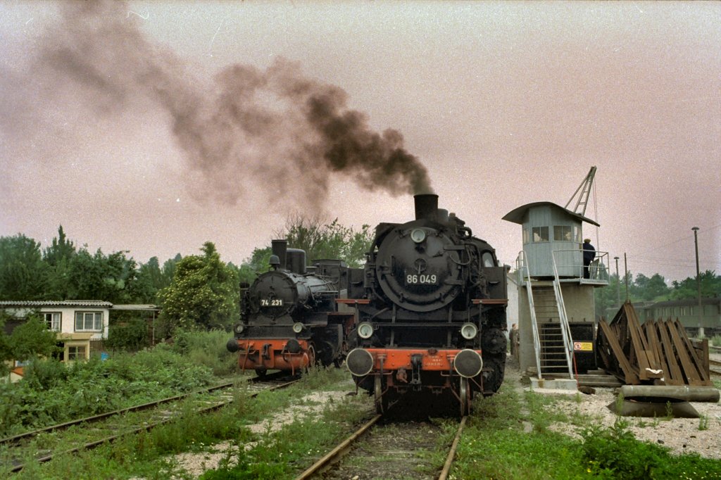 Dampfloks am Kohlebansen in Erfurt-West, vor 1990