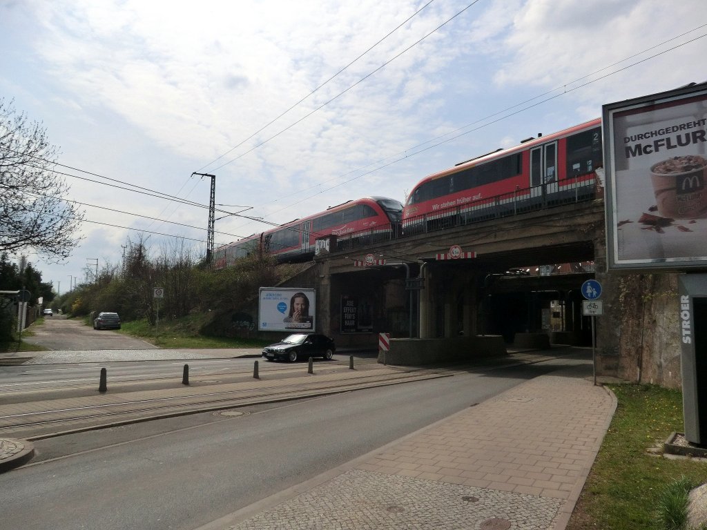 RE von Magdeburg nach Erfurt bei der Leipziger Strasse
