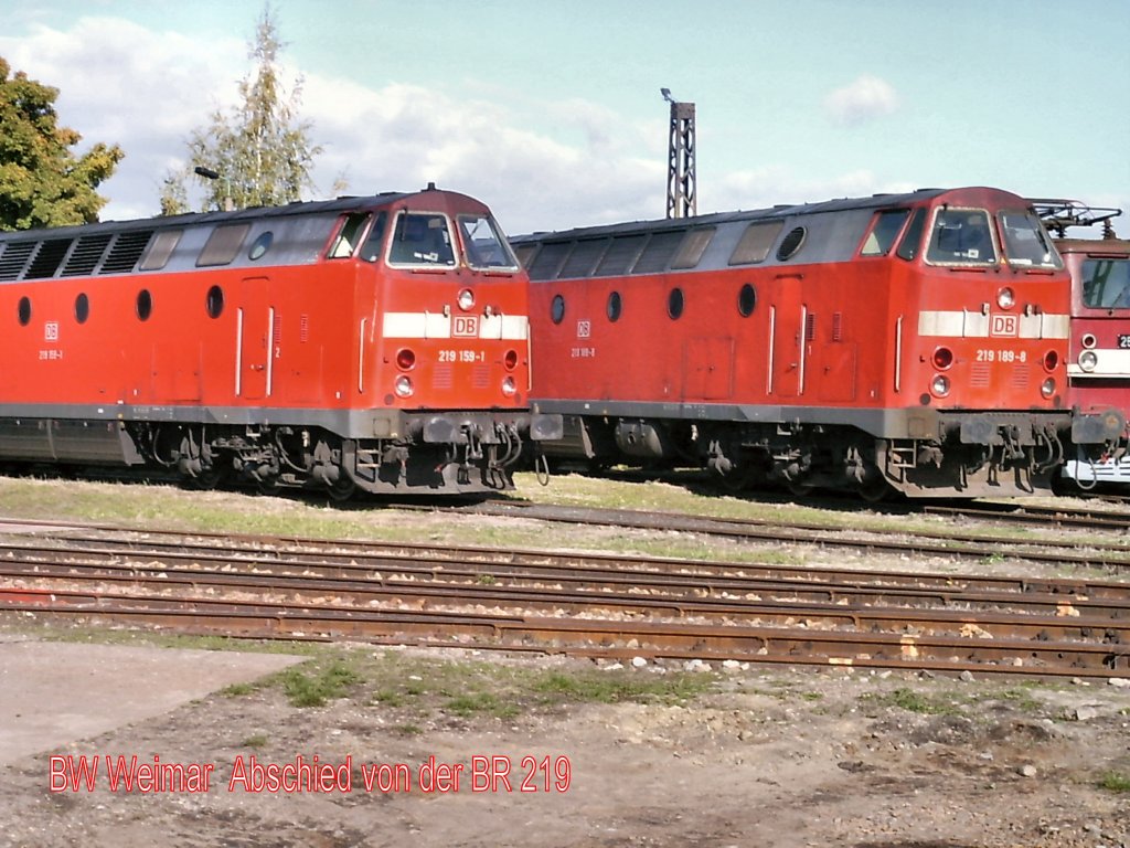 Zwei BR 2109 im Bw Weimar, um 2004