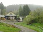 Blick zur Talstation der Bergbahn im Starkregen, 2010