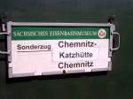 Zuglaufschild des Dampf-Sonderzuges nach Katzhtte (aufgenommen in Rottenbach)