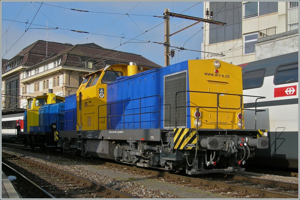Eigentlich wollte ich nur einen TGV fotografieren...
Ex DB und DR Dieselloks in Lausanne. 
8. Jan. 2013