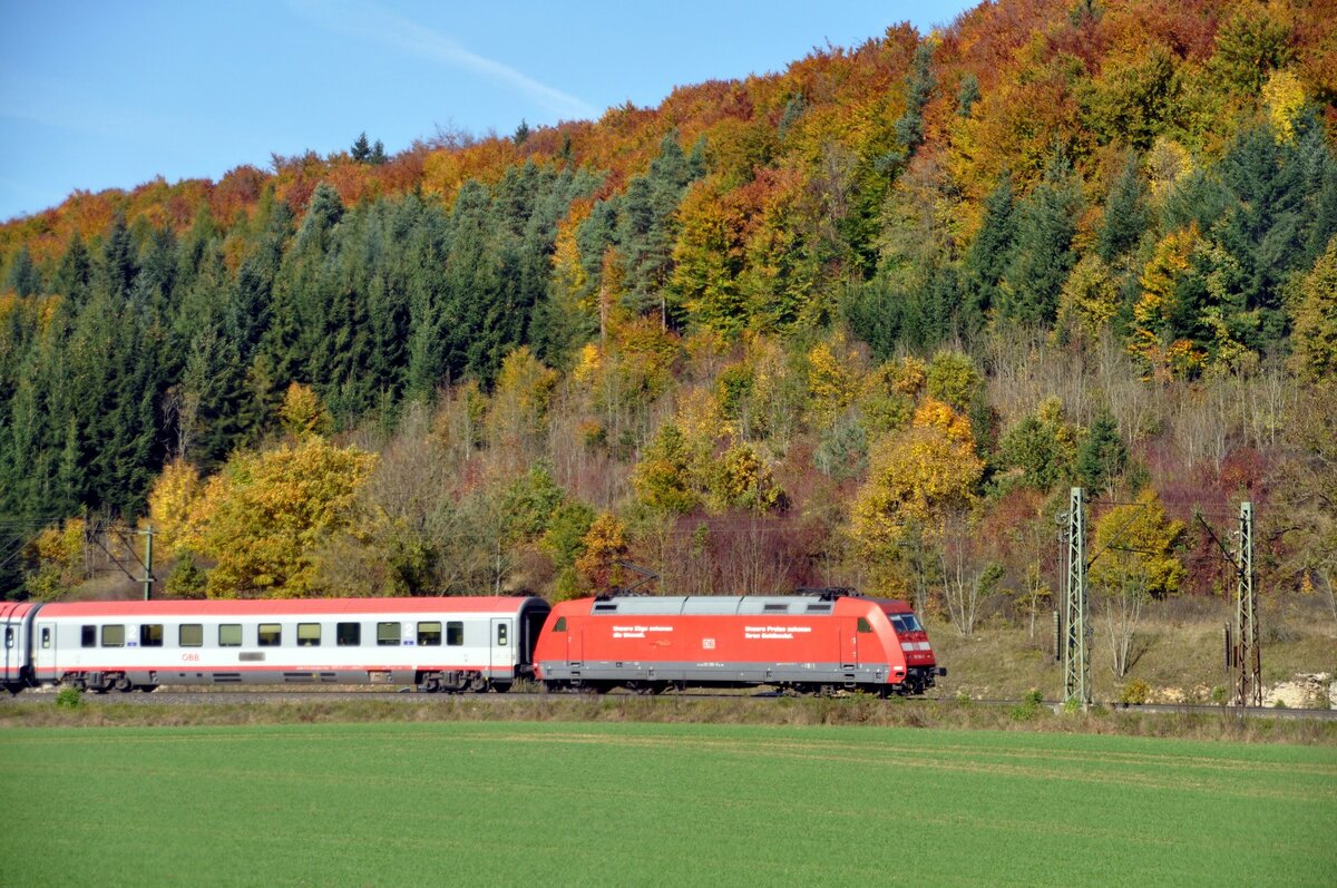 101 108-9 mit ÖBB EC Mozart bei Amstetten am 19.10.2012.