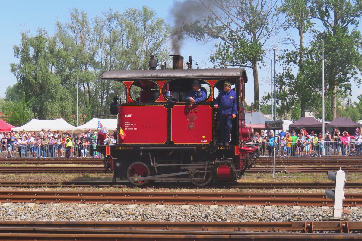 AMTF Tramlok 503 aus Luxembourg dampft w�hrend der Lokparade in Wolsztyn am 4 Mai 2024.