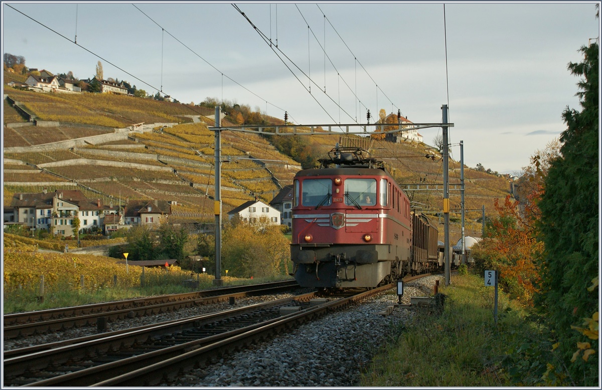 Die Ae 6/6 11419 (Appenzell IR) erreicht mit einem Güterzug Lutry.
10. Nov. 2008