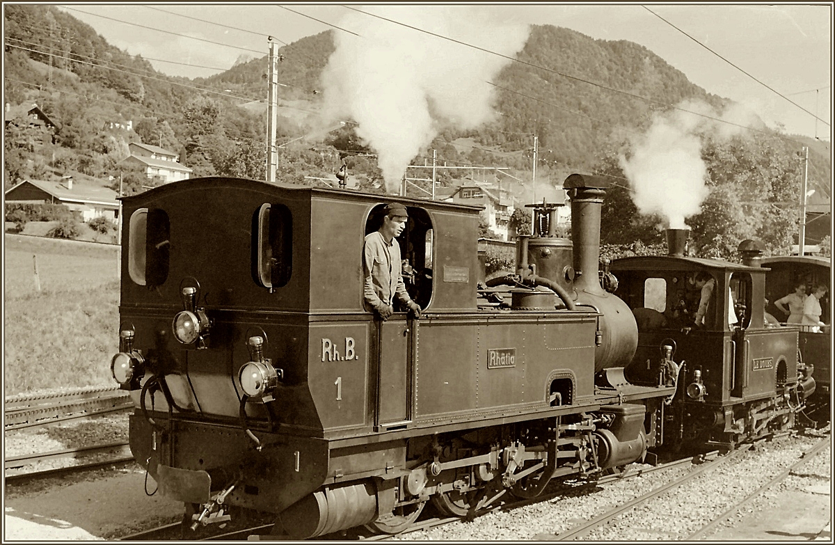 Die RhB G 3/4 N° 1 in Blonay¨
 (Sommer 1986)