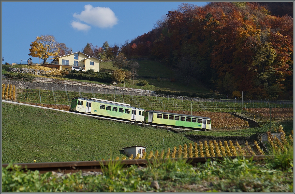 Ganz so  flach  wie auf dem vorhergehenden Bild zu sehen, ist die Streckenführung in den Weinbergen bei Aigle doch nicht.
4. Nov. 2015