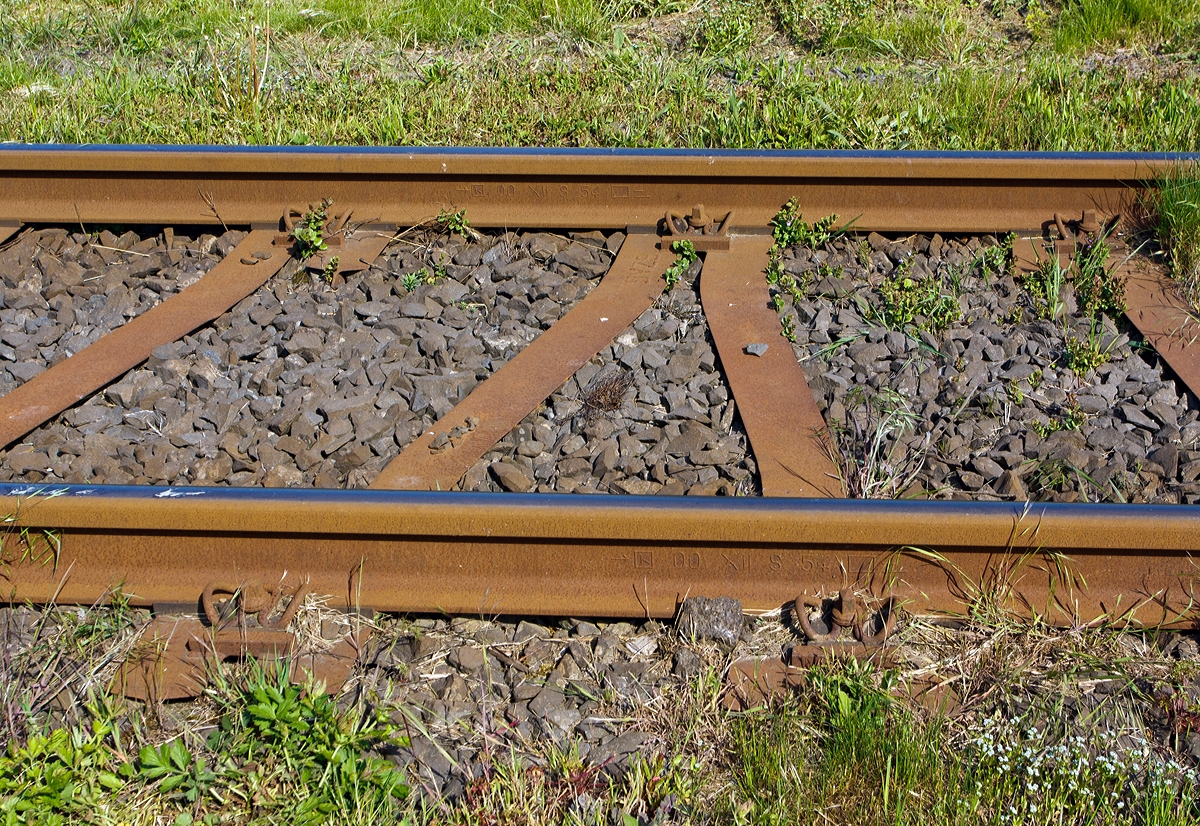 Gleis mit Y-Schwellen, S 54-Schienen und Vossloh-Klemme (Oberbau W) der KBS 461  Oberwesterwaldbahn  am 05.05.2014 bei Enspel.  

Eine besondere Form der Eisenbahnschwelle ist diese Y-Stahlschwelle, bei der paarweise geschwungen geformte Stahlprofile zusammengef�gt werden und so eine Y-f�rmige Schwelle ergeben. Im Gleis wird diese Schwelle mit jeweils einem Befestigungspunkt an der einen und zwei Befestigungspunkten an der gegen�berliegenden Schiene und in der Abfolge jeweils wechselweise um 180� gedreht im Schotterbett platziert.

Vorteile der Y-Stahlschwelle gegen�ber herk�mmlichen Stabschwellen sind die geringe Bauh�he, um 50 % geringerer Schwellenbedarf, die hohe Gleislagestabilit�t auch bei engen Kurvenradien, das schmale Schotterbett (nur 2,6 m an der Schotterbettoberkante, Vorkopfschotter eingerechnet) und die weitgehende Unempfindlichkeit gegen Entgleisungsfolgen im Rangierbetrieb. 
Die Y-Stahlschwelle weist einen hohen Querverschiebewiderstand auf und ist elastischer als Betonschwellen. Ruhiges Laufverhalten und Langlebigkeit sind die Folge. 

Nachteilig sind die Kosten je einzelner Schwelle aufgrund der hohen Stahlpreise.   
