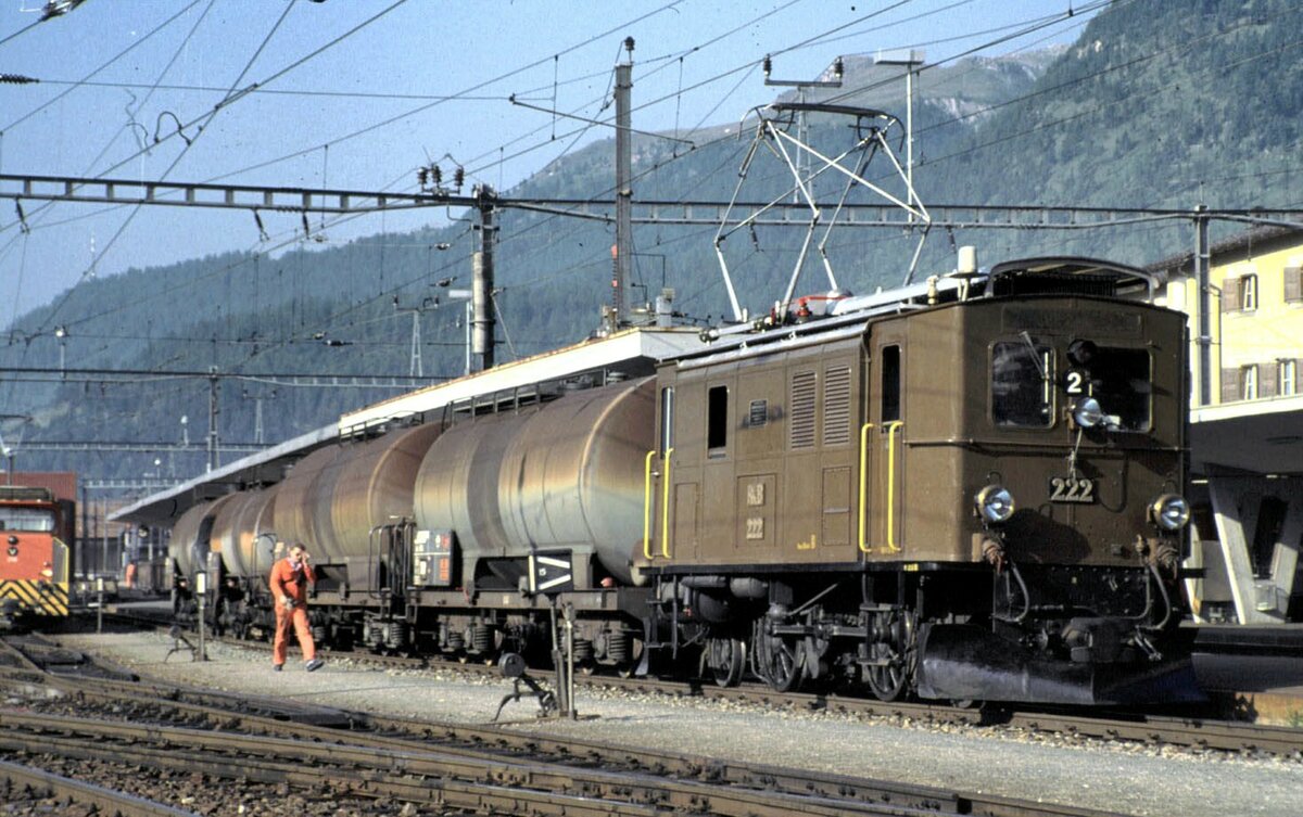 RhB Ge 2/4 Nr.222 in Samedan im August 1990.
