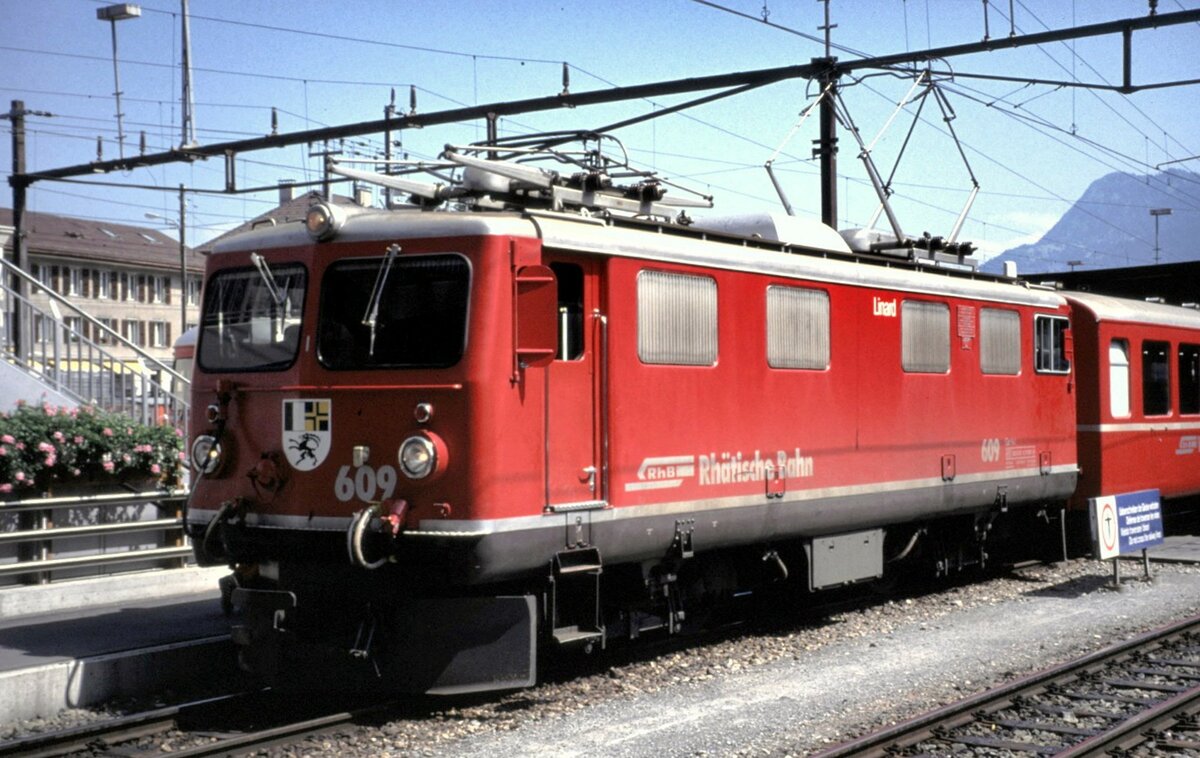 RhB Ge 4/4 I U Nr.609 in Chur am 01.07.1993.