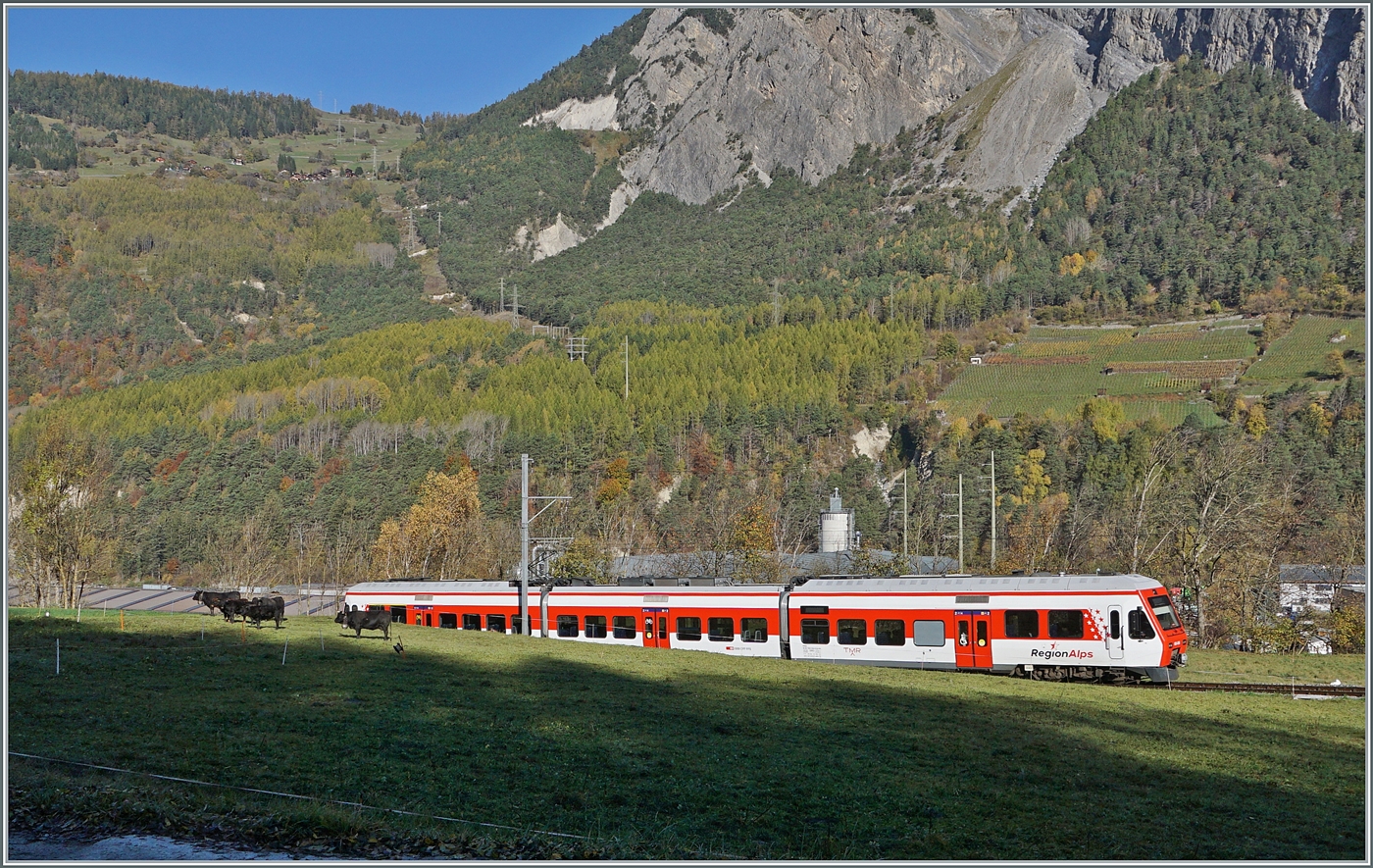 Aus dem schattigen Tal aufsteigend erreicht dieser TMR Region Alps RABe 525 kurz vor Sembrancher die herrliche Spätherbst-Sonne. 

30. Oktober 2024