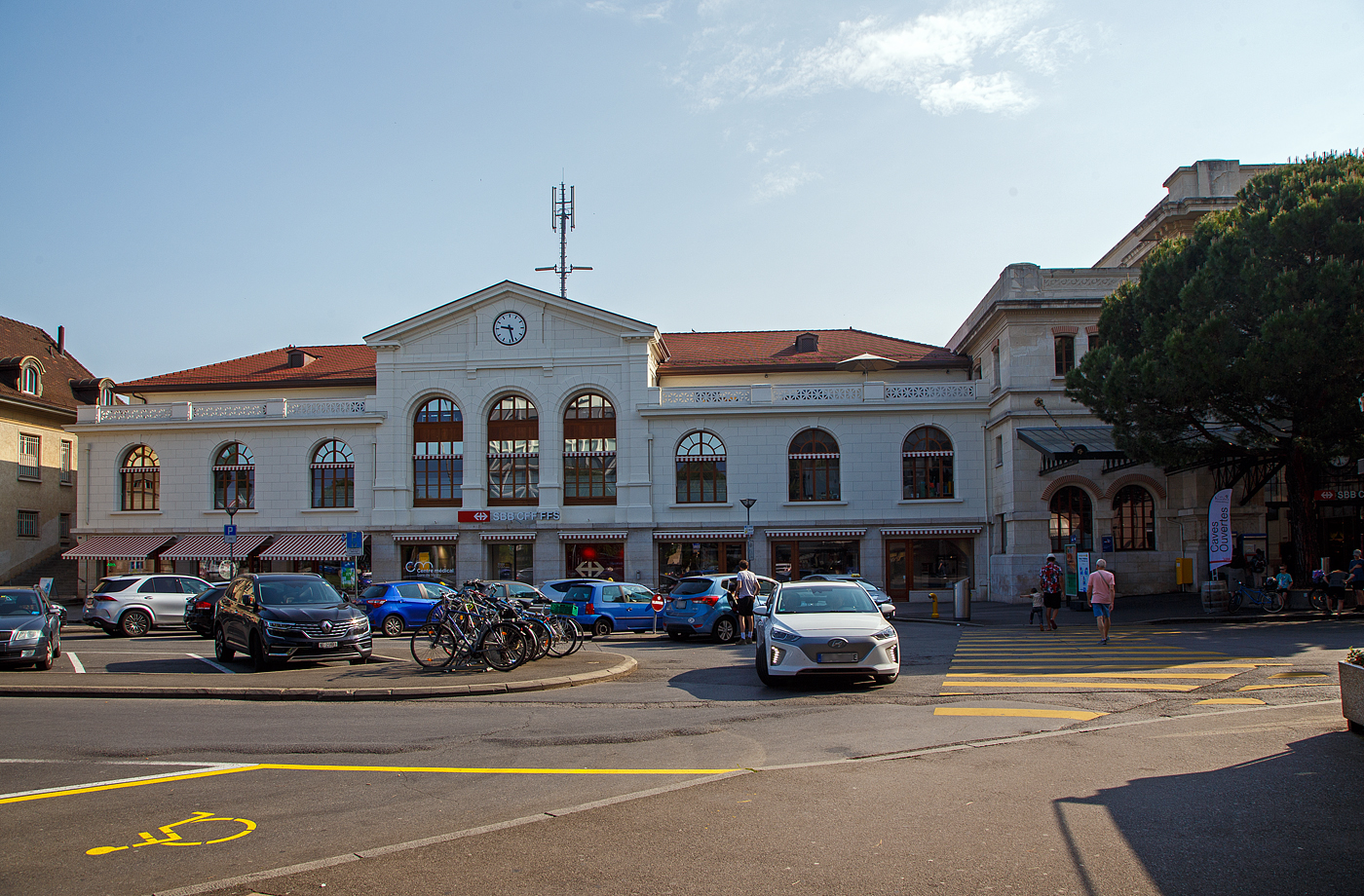 Der Bahnhof Vevey am 28.05.2023, rechts der Haupteingang.
