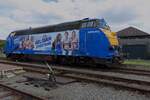 Am 6 Juli 2024 steht InfraBel 6309 in Baasrode Noord während ein Ausstellung.
