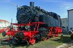 Am 1 Juni 2019 steht Bubikopf 64 094 ins Bayerisches Eisenbahnmuseum in Nördlingen während die renovation von der Bahnhof Nördlingen angefangen hat.
