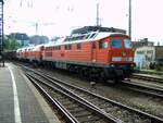 232 166-7 und 2 x 225 mit schwerem Güterzug in Ulm am 17.09.2005.
