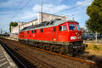 Die remotorisierte  Ludmilla  233 572-7 (92 80 1233 572-7 D-DB) der DB Cargo Deutschland AG, ex DB 232 572-8, DR 132 572-9, erreicht am 20 September 2018 als Lz den Hauptbahnhof Brandenburg an der Havel und f�hrt weiter zum Rbf (Rangierbahnhof). 

Die V 300 wurde 1978 von LTS (Luhanskyj Teplowosobudiwnyj Sawod auch bekannt als Lokomotivfabrik „Oktoberrevolution“  Lugansk (ehemals Woroschilowgrad)) unter der Fabriknummer 0832 gebaut und als 132 572-9 an die Deutsche Reichsbahn (DR) geliefert. Zum 01.01.1992 erfolgte die Umzeichnung in DR 232 572-8 und zum 01.01.1994 dann in DB 232 572-8. Im Jahre 2002 erfolgte dann der Umbau und Remotorisierung im Ausbesserungswerk Cottbus mit einem neuen Zw�lfzylinder-Viertakt-Dieselmotor vom Typ 12D49M, daraufhin erfolgte zum 28.11.2002 die Umzeichnung in DB 233 572-7.

Im November 2018 erfolgte die z-Stellung der  Ludmilla  und sie ging ins Stillstandsmanagment Chemnitz, im Oktober 2022 ging es ins Stillstandsmanagment Leipzig-Engelsdorf. Im April 2026 wurde sie an die TrainLog GmbH in Germersheim verkauft, hier tr�gt sie nun die NVR-Nummer 92 80 1233 572-7 D-TLVG.

In den 1960er Jahren wurde auf politischer Ebene beschlossen, dass der Traktionswandel in der DDR vor allem durch Diesellokomotiven zu erfolgen habe. Wegen der Spezialisierungsvereinbarungen innerhalb des RGW (Rat f�r gegenseitige Wirtschaftshilfe) konnte der k�nftige Bedarf der DR an leistungsstarken Diesellokomotiven aber nicht mehr aus einheimischer Produktion gedeckt werden, da bei so hohen PS-Leistungen elektrische Fahrmotoren ben�tigt werden. Der im deutschsprachigen Raum �bliche dieselhydraulische Antrieb fiel damit aus.

Die damalige DR hatte bis dahin keine Erfahrung mit dieselelektrischer Antriebstechnik. Zudem gab es einen Beschluss innerhalb des RGW, dass Maschinen mit mehr als 2.000 PS nicht in der DDR gebaut werden sollten, da bereits sehr viele kleinere Diesellokomotiven aus DDR-Produktion kamen und die UdSSR um ihre Vormacht bei Gro�diesellokomotiven f�rchtete. Die Versuchslok V240 blieb deshalb ein Einzelst�ck.

Neben den reinen G�terzugloks der Bauart M62 (V 200, DR-Baureihe 120) „Taigatrommel“ sollten auch 30.00 PS starke, 140 km/h schnelle Loks mit elektrischer Zugheizung (sp�ter auch 160 km/h schnelle Maschinen mit 4.000 PS Leistung) aus der Sowjetunion beschafft werden. Deren Konstruktion erfolgte nach den Vorgaben der DR bei der Lokomotivfabrik Luhansk (damals Woroschilowgrad). Da eine zentrale elektrische Zugheizung f�r russische Verh�ltnisse eher ungeeignet ist, mussten entsprechende Aggregate v�llig neu entwickelt werden und standen zum Lieferbeginn noch nicht zur Verf�gung.

Die Lokomotiven der Baureihe 130 (DB 230), BR 131 (DB 231), BR 132 (DB 232, 233, 234 und 241) und BR 142 (DB 242) wurden ab 1970 aus der damaligen Sowjetunion in die DDR importiert und bei der Deutschen Reichsbahn in Dienst gestellt. Die Baumuster wurden noch als V 300 auf der Leipziger Messe vorgestellt.

Von der Baureihenfamilie wurden zwischen 1970 und 1982 insgesamt 873 St�ck in Dienst gestellt. Im Volksmund sind die Dieselmaschinen unter dem Namen „Ludmilla“  gel�ufig. Heute sind bei der Deutschen Bahn nur noch aus der Baureihe 132 hervorgegangene Lokomotiven im Einsatz.

Die Umbau-Baureihe 233:
Im Jahre 2002 begann man mit dem Stabilisierungsprogramm der BR 232, zur Erh�hung der Zuverl�ssigkeit, Verf�gbarkeit und Wirtschaftlichkeit, sowie der Reduzierung der Emissionswerte, der Umbau bestand im Wesentlichen aus:
Die Lok der BR 232 erhielt nun einen direkteinspritzenden V-12-Zylinder-Viertakt-Dieselmotor des russischen Typs Kolomna 12D49M  einer Nennleistung von 2.206 kW und einer maximal eingestellten Traktionsleistung von 1.900 kW ausger�stet worden. Da der Umbau f�r den russischen Motor am geringsten war, entschied man sich f�r den Einbau dieses Motors. W�hrend der Originalmotor ein 16-V-Zylinder-Dieselmotor (Kolomna 5D49) war, ist der neue Motor nur noch ein 12-Zylinder-V- Dieselmotor. Der der neue Motor hat einen Hubraum von 165,6 l gegen�ber 220,9 l des alten Motors, die fast gleiche Leistung wird u.a. durch einen h�heren Ladedruck erreicht. Dieser wurde von 1,3 bar auf nun 2,1 bar erh�ht. Aber auch der Einspritzdruck (Beginndruck 380 bar gegen�ber 320 bar) und der max. Verbrennungsdruck (140 bar gegen�ber 115 bar) sind entsprechend h�her. Wie auch beim alten Motor k�nnen einzelne Zylindergruppen zur Dieseleinsparung bei Nichtbedarf abgeschaltet werden. Insgesamt wurden 65 Lokomotiven mit dem neuen Motor Typ Kolomna 12D49M ausgestattet und zur Unterscheidung als Baureihe 233 bezeichnet, dabei wurden die alten Ordnungsnummern beibehalten. 

System�nderungen gegen�ber dem 5D49 bestehen vor allem im Zweikreisk�hlsystem, der Ausstattung mit zwei �lw�rmetauschern und der Notabstellung mittels Notstopp bzw. Luftabsperrklappe.
Die ver�nderte Lage des Abgasturboladers des 12D49M gegen�ber dem 5D49 im Lokkasten erforderte au�erdem den Einbau eines gek�rzten Schalld�mpfers. Weiterhin wurde die Verbrennungsluftanlage auf eine mit vier Papierfiltereins�tzen best�ckte einseitige Luftansauganlage umger�stet. 

TECHNISCHE DATEN der BR 233:
Spurweite: 	1.435 mm (Normalspur)
Achsformel: Co’Co’
L�nge �ber Puffer: 20.820 mm
Achsabstand im Drehgestell:  2 x 1.850 mm (3.700 mm)
Dienstgewicht: 122t
Radsatzfahrmasse:  20,4 t 
Anfahrzugkraft: 294 kN
Dauerzugkraft: 194 kN
H�chstgeschwindigkeit: 120 km/h
Treibraddurchmesser: 	1050 mm

Motorart: direkteinspritzenden V-12-Zylinder-Viertakt-Dieselmotor mit Abgasturbolader und Ladeluftk�hlung, 4 Ventile pro Zylinder
Motorentyp: Kolomna 12D49M
Motorleistung: 2.206kW (2.999 PS) bei 1.000 U/min
Motorhubraum: 165,6 l
Ladeluftdruck: 2,1 bar
Einspritzbeginndruck: 380 bar
Max. Verbrennungsdruck: 140 bar
Motorgewicht (trocken): 17.750 kg

Leistungs�bertragung: elektrisch
Traktionsgeneratortyp: GS-501A
Traktionsgeneratorleistung: 	2.190kW
Traktionsleistung: 1.830 kW (6 x 305 kW)
Anzahl der Fahrmotoren: 6 (� 305 kW)
Fahrmotortyp: ED 118 A
Tankinhalt: max. 6000 l
