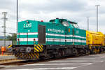   Die 293 511-2 (92 80 1293 511-2 D-LDS) des Eutiner Eisenbahnunternehmen LDS GmbH (LDS steht für Logistik, Dienstleistungen und Service) steht am 07.07.2019 mit dem Drehhobel D-HOB 4.0 (D-HOB
