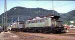 144 157-5 und 193 008-0 werden von 260 012-0 für die Ausstellung 50 Jahre Elektrifizierung Geislinger Steige an die Positionen verschoben, am 24.06.1983.
