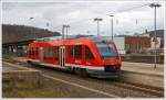 Der Dieseltriebwagen 640 011 ein Alstom Coradia LINT 27 der DreiL�nderBahn  als RB 93 (Rothaarbahn) Bad Berleburg - Kreuztal - Siegen Hbf, hat am 15.03.2014 den Bahnhof Siegen-Weidenau (fr�her