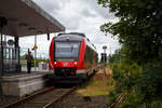Der Alstom Coradia LINT 41 Dieseltriebzug 648 462 / 648 962 der DB Regio AG hat am 15 Juni 2015 als RB 85 seinen Zielbahnhof Puttgarden erreicht.