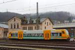  Der VT 650.61 (95 80 0650 061-4 D-ODEG) der Ostdeutsche Eisenbahn GmbH (ODEG) ist am 13.12.2014 beim Siegener Hauptbahnhof abgestellt.
