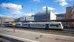   Zwei gekppelte Stadler Regio-Shuttle RS1 (BR 650) der Ortenau-S-Bahn GmbH (OSB) eine 100-prozentige Tochtergesellschaft der Südwestdeutschen Verkehrs-Aktiengesellschaft (SWEG) stehen am