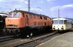 HEG Nr.31 ''' Lollo ex V 160.0 und VT 52 Baujahr 1959 Uerdingen  VT 95 mit Puffer  Fabrik Nr.63 316, Einsatz von 1959 bis 1985 in Bad Hersfeld am 18.04.1984.