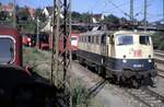 110 458-7 aus dem Führerstand einer 365 aufgenommen, am Tag des Lokführers in Ulm am 20.09.1997.