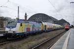 In Bremen Hbf verliebt 146-02 sich an der Lüneburger Heide; 27 April 2016.