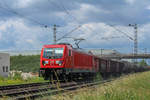 Die 187 129, eine meiner Meinung nach sehr sch�ne BR, durchf�hrt mit einem gemischten G�terzug am 01.06.2018 Gro� Gerau in Richtung Darmstadt.