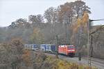 152 149-1 mit Walter Sattelaufliegerzug im Örlinger Tal bei Ulm am 03.11.2010.