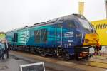 Die 68001 der britischen Eisenbahngesellschaft Direct Rail Services Ltd (DRS) die G�terverkehr anbietet, wurde am 26.09.2014 von Vossloh (seit 2016 Stadler Rail) auf dem Freigel�nde auf der InnoTrans