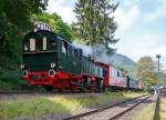   Die BBn4vt 1000 mm Malletdampflok 11sm (sm = schwere Mallet) der Brohltalbahn erreicht am 24.05.2015 nun wieder den Bahnhof Bohl-Lützing/Rhein (BE).