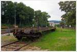 Vierachsiger Normalspur-Flachwagen zur Aufnahme von 750mm-Schmalspur Fahrzeugen bzw.
