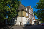Der ehemalige Bahnhof Siegen Ost  bei km106,2 (1,7 km) der KBS 445 – Dillstrecke (Siegen–Gießen), heute Bierstube/Restaurant, hier am 27 Juni 2011.