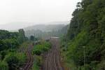 Blick auf den Rangierbahnhof Betzdorf (Sieg) am 05.07.2012.