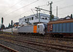 Die 193 921 (91 80 6193 921-4 D-NRAIL)  der Northrail GmbH f�hrt am 16.03.2022 mit einem gedeckten G�terzug, durch Niederschelden in Richtung K�ln.