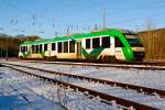   Noch in Farbgebung und mit der NVR-Nummer der vectus, aber nun zur HLB Hessenbahn GmbH gehörend, fährt der VT 253 (95 80 0648 153-4 D-VCT / 95 80 0648 653-3 D-VCT) am 28.12.2014 als RB 95