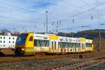   Der von der HLB (Hessische Landesbahn) angemietete VT 650.58  Geopark Eiszeitland am Oderrand  (95 80 0650 058-0 D-ODEG) ein Stadler RegioShuttle RS 1 (BR 650) der Ostdeutsche Eisenbahn GmbH