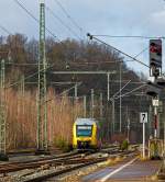   Der VT 209 (95 80 0640 109-4 D-HEB) ein  Alstom Coradia LINT 27 der HLB (Hessische Landesbahn),  ex VT 209 der Vectus, erreicht nun bald (31.01.2015), als RB 95  Sieg-Dill.Bahn  Au/Sieg - Siegen -
