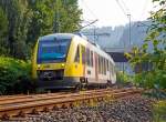   Der VT 251 ein  Alstom Coradia LINT 41 der HLB (Hessische Landesbahn) am 03.07.2015, als RB 95  Sieg-Dill-Bahn  (Dillenburg - Siegen - Au/Sieg), kurz vor der Einfahrt in den Bahnhof Betzdorf/Sieg.