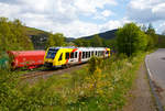   Der VT 504 (95 80 1648 104-5 D-HEB / 95 80 1648 604-4 D-HEB) ein Alstom Coradia LINT 41 der neuen Generation / neue Kopfform der HLB (Hessische Landesbahn GmbH) fährt am 14.05.2017, als RB 96