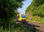   Der VT 206 (95 80 0640 106-0 D-HEB), ein Alstom Coradia LINT 27 der HLB (Hessische Landesbahn) fährt am 02.07.2015 als RB 95  Sieg-Dill.Bahn  Au/Sieg - Siegen - Dillenburg durch Rudersdorf in