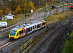 Der VT 267 (95 80 0648 167-4 D-HEB / 95 80 0648 667-3 D-HEB) ein Alstom Coradia LINT 41 der HLB (Hessische Landesbahn), musste bedingt durch die Bauarbeiten im Rbf und der Abstellgruppe, am 13