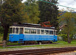 Der SSiF Ce 2/4 Nr.4 Denkmal-Triebwagen  (ex FRT, ex TLo, ex.RhSt.Ce 2/4 Nr.11) am 15.09.2017 in Santa Maria Maggiore.