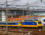Die NS 186 119 (91 84 1186 119-1 NL-NS) erreicht am 31 M�rz 2018 mit einem IC (InterCity) den Bahnhof Amsterdam Centraal.