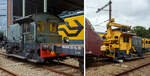 Ein Vergleichsbild einer Sik und einer Kraansik, links die Sik NS 311 und rechts die Kraansik NS 362 K. Beide dieselelektrische Rangierlokomotiven am 24 Juni 2025 im Het Spoorwegmuseum (bis 2005 NSM - Nederlands Spoorwegmuseum / Niederl�ndischen Eisenbahnmuseum) in Utrecht im ehemaligen Bahnhof Maliebaan.

Deutlich sieht man wie gro� der Batteriekasten ist bzw. und wie klein er nach dem Umbau ist. Auch das Sichtfeld aus dem F�hrerstand bei einer R�ckw�rtsfahrt ist bei einer Kraansik sehr eingeschr�nkt
