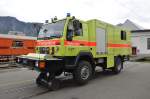 Rettungsfahrzeug Schiene/Strasse der Feuerwehr Lavin (RhB) Xm 2/2 9928, hier ausgestellt im Depotgel�nde Landquart zum Jubil�um 125 Jahre RhB am 10.05.2014.